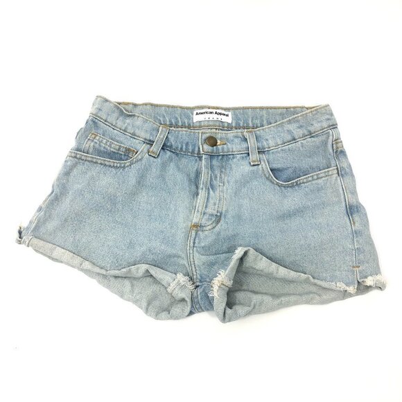 American‎ Apparel Button Fly Cut Off Jean Shorts - Picture 1 of 6